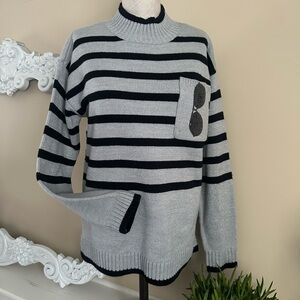 NWOT Karl Lagerfeld Paris Striped Mock Neck Sweater Size Small